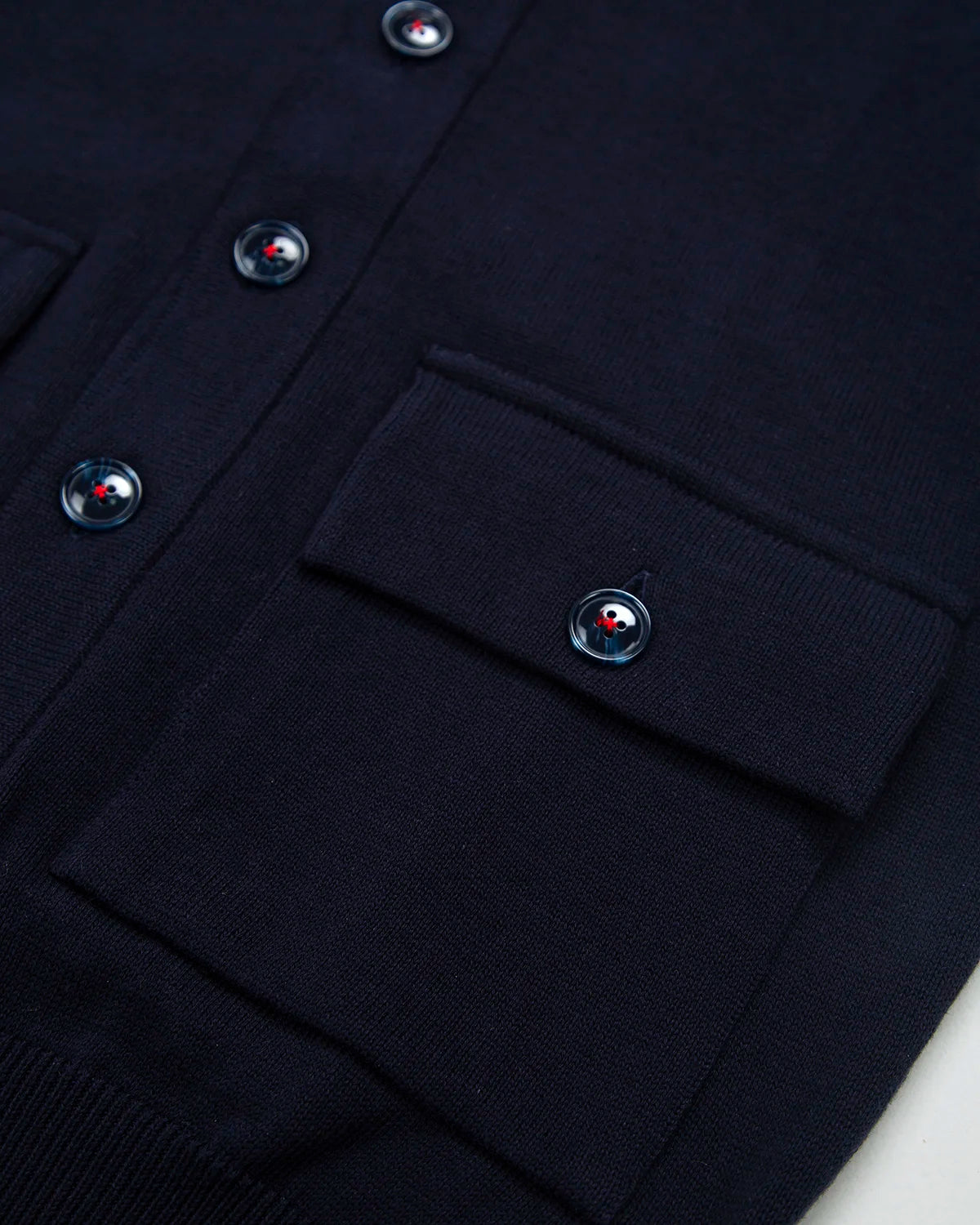 Chaqueta Punto Botón Contraste Algodón Azul Oscuro